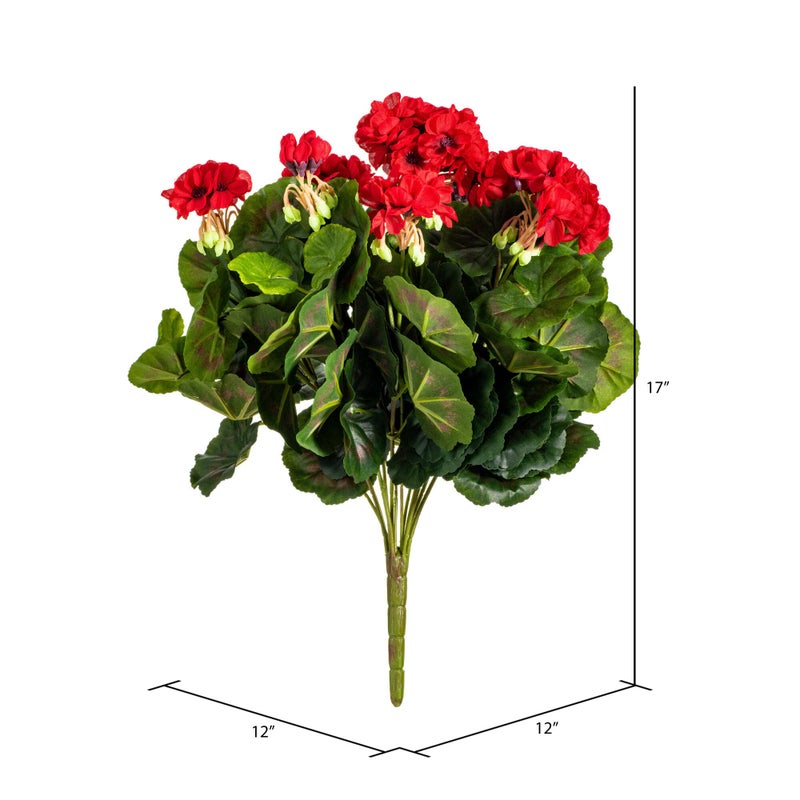 Vickerman Everyday 17.5" Artificial Red Geranium Bush - Premium Faux Floral Decor for Wedding or Everyday Arrangements - Maintenance Free Flowers - Reliable and Durable - Image 2
